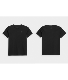4F T-shirt Gładki Chłopięcy Czarny 100% Bawełna Styl Rozmiar 134CM