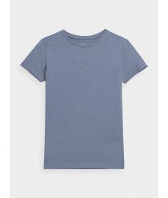 4F T-shirt gładki dziewczęcy niebieski przyjemny 100% Bawełna 122CM