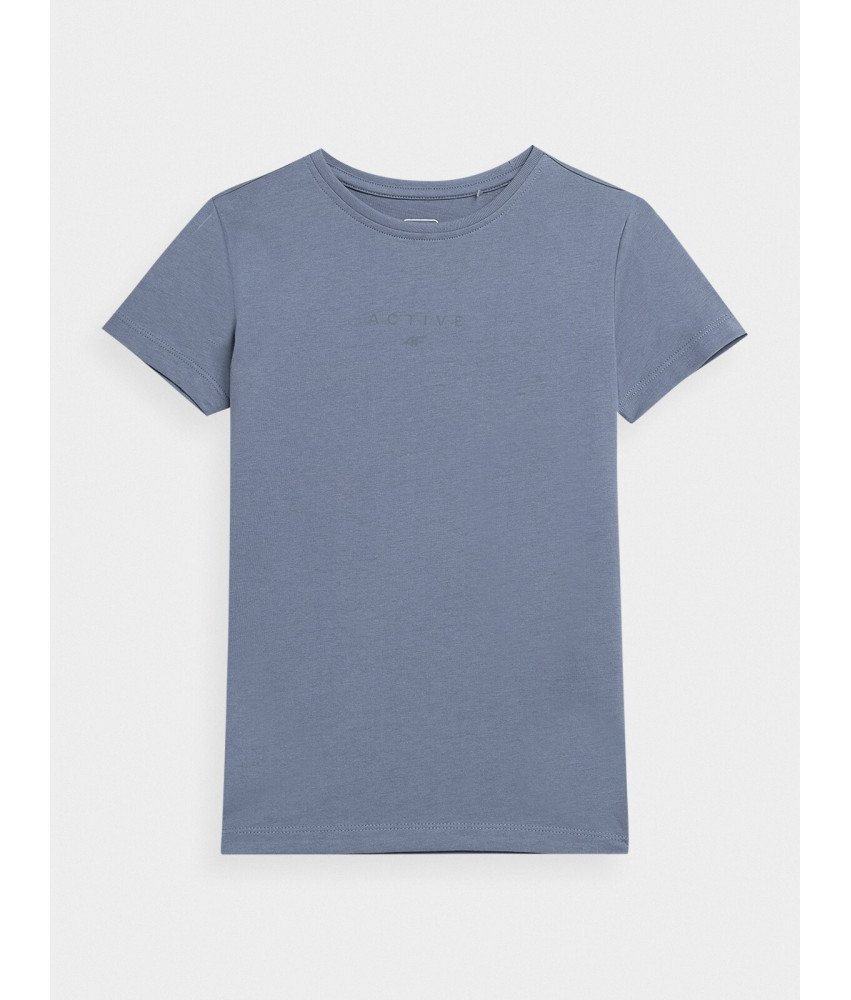 4F T-shirt gładki dziewczęcy niebieski przyjemny 100% Bawełna 122CM
