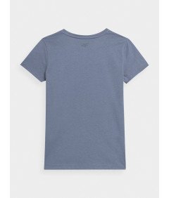 4F T-shirt gładki dziewczęcy niebieski przyjemny 100% Bawełna 122CM