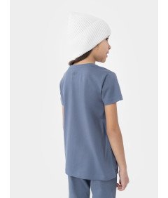 4F T-shirt gładki dziewczęcy niebieski przyjemny 100% Bawełna 122CM