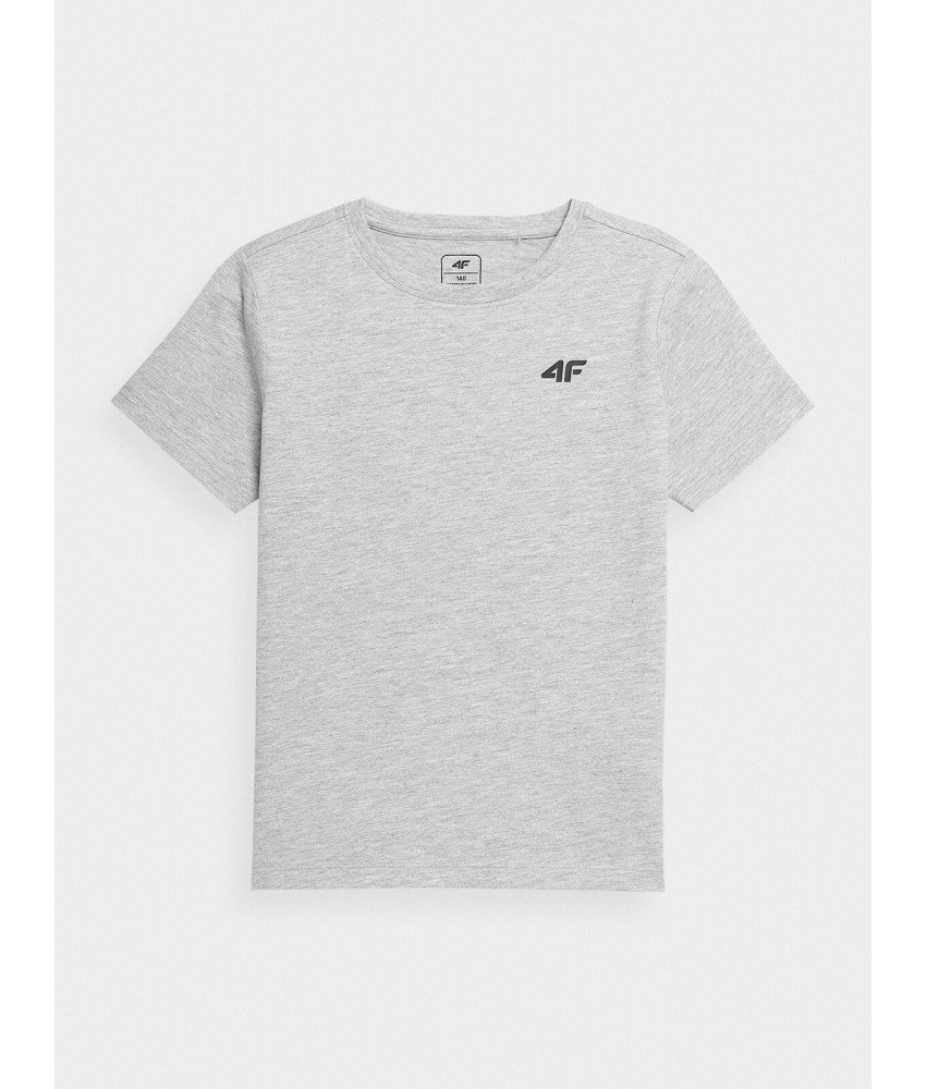 4F T-shirt Gładki Chłopięcy Szary 100% Bawełna Styl Rozmiar 152CM
