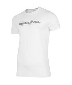 4F "HighLevel" bela moška majica s potiskom 100% bombaž 3XL
