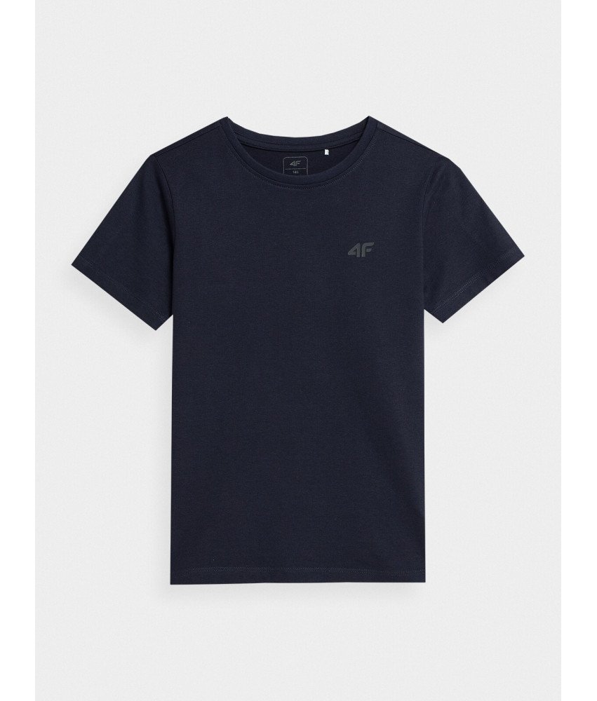 4F T-shirt Gładki Chłopięcy Granatowy 100% Bawełna Styl Rozmiar 152CM