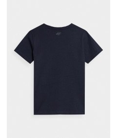 4F T-shirt Gładki Chłopięcy Granatowy 100% Bawełna Styl Rozmiar 152CM