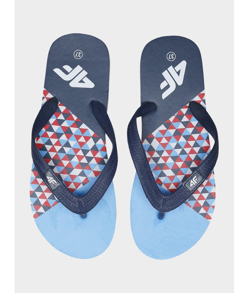 4F Klapki Japonki dla chłopca Niebieski Biały Czerwony Wzór Rozmiar 33