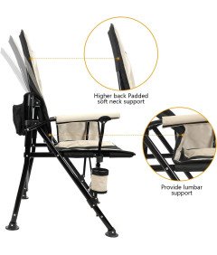Zložljivi kamping stol Nastavljiv robusten Beige do 180 kg