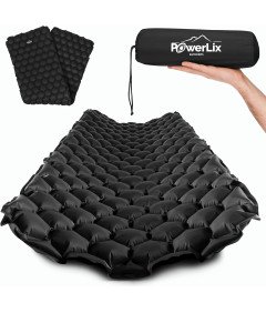 POWERLIX ultralahko ležišče za kampiranje 198 cm x 58 cm črno