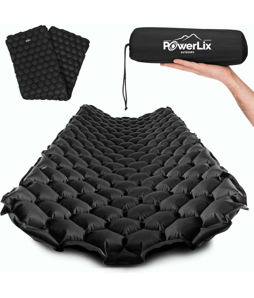 POWERLIX ultralahko ležišče za kampiranje 198 cm x 58 cm črno