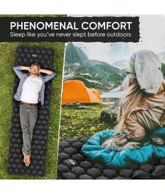 POWERLIX Materac Ultralekki Turystyczny Kempingowy Mata 198x58 cm Czarny