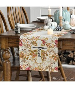 Namizna tekačica - Artoid Mode Cross Eucalyptus Leaves Autumn 40x140cm