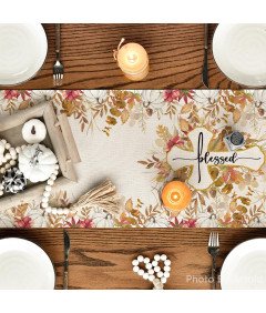 Namizna tekačica - Artoid Mode Cross Eucalyptus Leaves Autumn 40x140cm