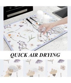 CALOPEAH Super Chłonna Mata Ociekowa do Naczyń 50 x 40 cm Kwiaty