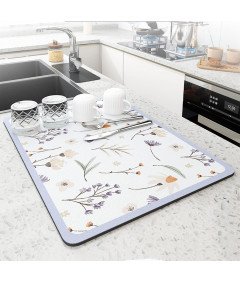 CALOPEAH Super Chłonna Mata Ociekowa do Naczyń 50 x 40 cm Kwiaty