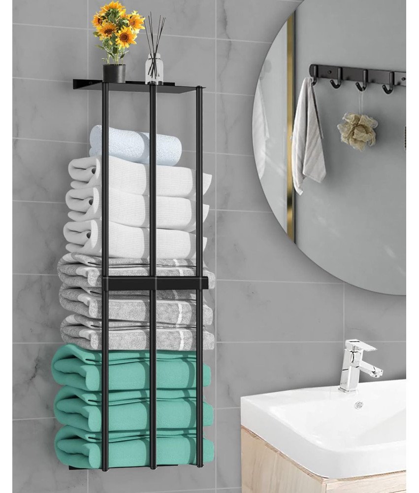 Wieszak na Ręczniki ze Stali Nierdzewnej Czarny 75x21.5x14 cm Nowoczesny