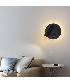 Ścienna Lampka Nocna z Gniazdem USB 3000K Czarna