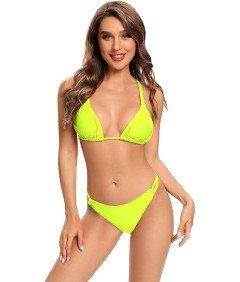 SHEKINI Bikini z nastavljivimi naramnicami, rumene barve, velikost L