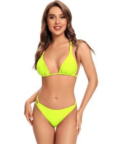 SHEKINI Bikini z nastavljivimi naramnicami, rumene barve, velikost L