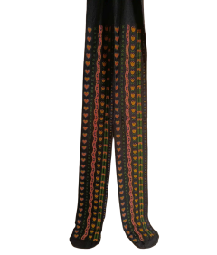 KREBO Dekliške nogavice mornarsko modre barve s cvetovi in srčki Velikost 128-134cm