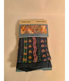 KREBO Dekliške nogavice mornarsko modre barve s cvetovi in srčki Velikost 128-134cm