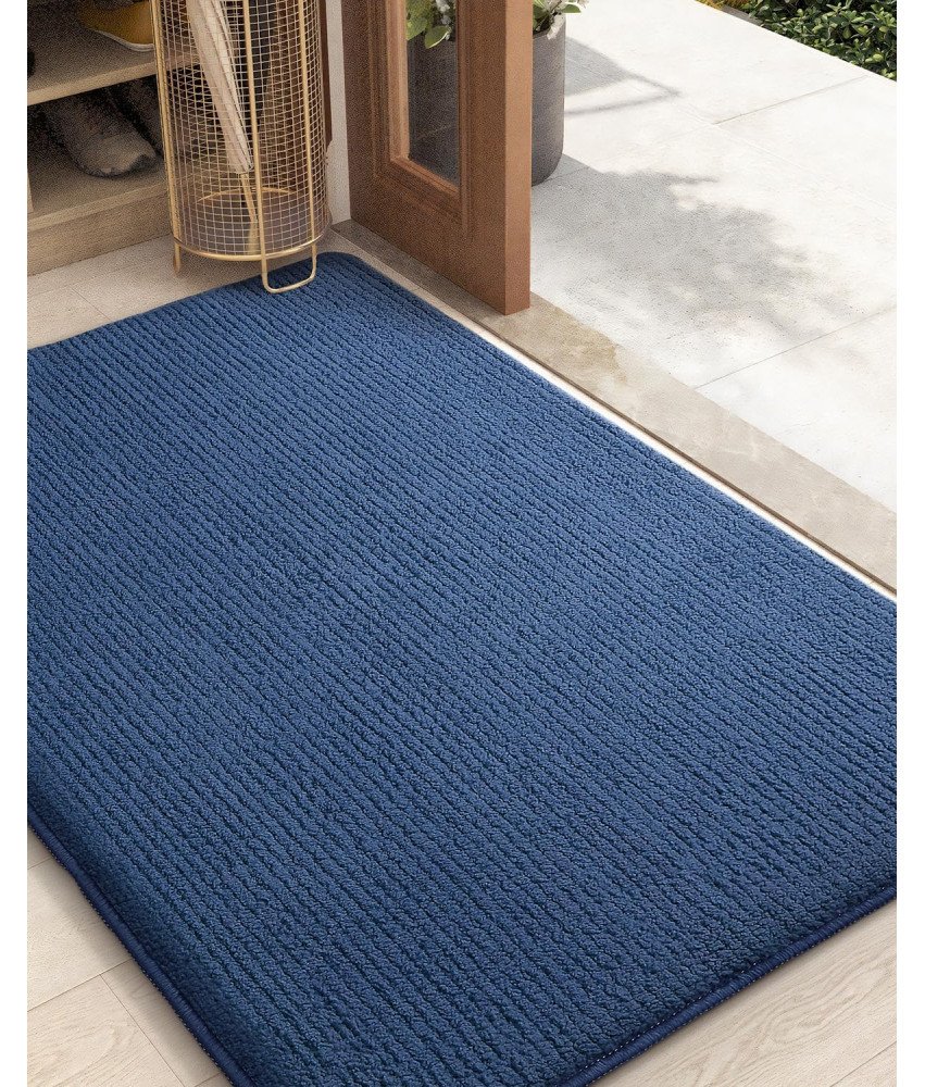 Mata Drzwiowa Wycieraczka 80 x 120 cm Antypoślizgowa Chłonna Granatowa