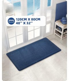 Mata Drzwiowa Wycieraczka 80 x 120 cm Antypoślizgowa Chłonna Granatowa