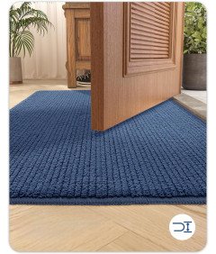 Mata Drzwiowa Wycieraczka 80 x 120 cm Antypoślizgowa Chłonna Granatowa