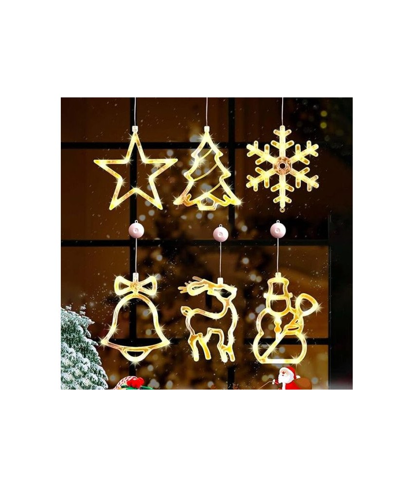 Ciepłe Oświetlenie LED do Dekoracji Okien na Boże Narodzenie 6 Sztuk