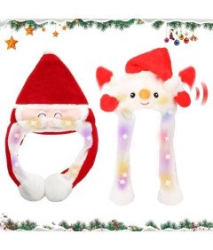 Zestaw Świątecznych Czapek LED Mikołaj Bałwanek, Ruchomymi Uszami 2szt