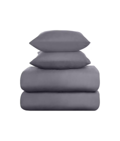 Pościel 135x200 mikrofibra zestaw 4 części szara 2x poszwa 135x200 cm 2x poszewka 80x80 cm miękka na zamki