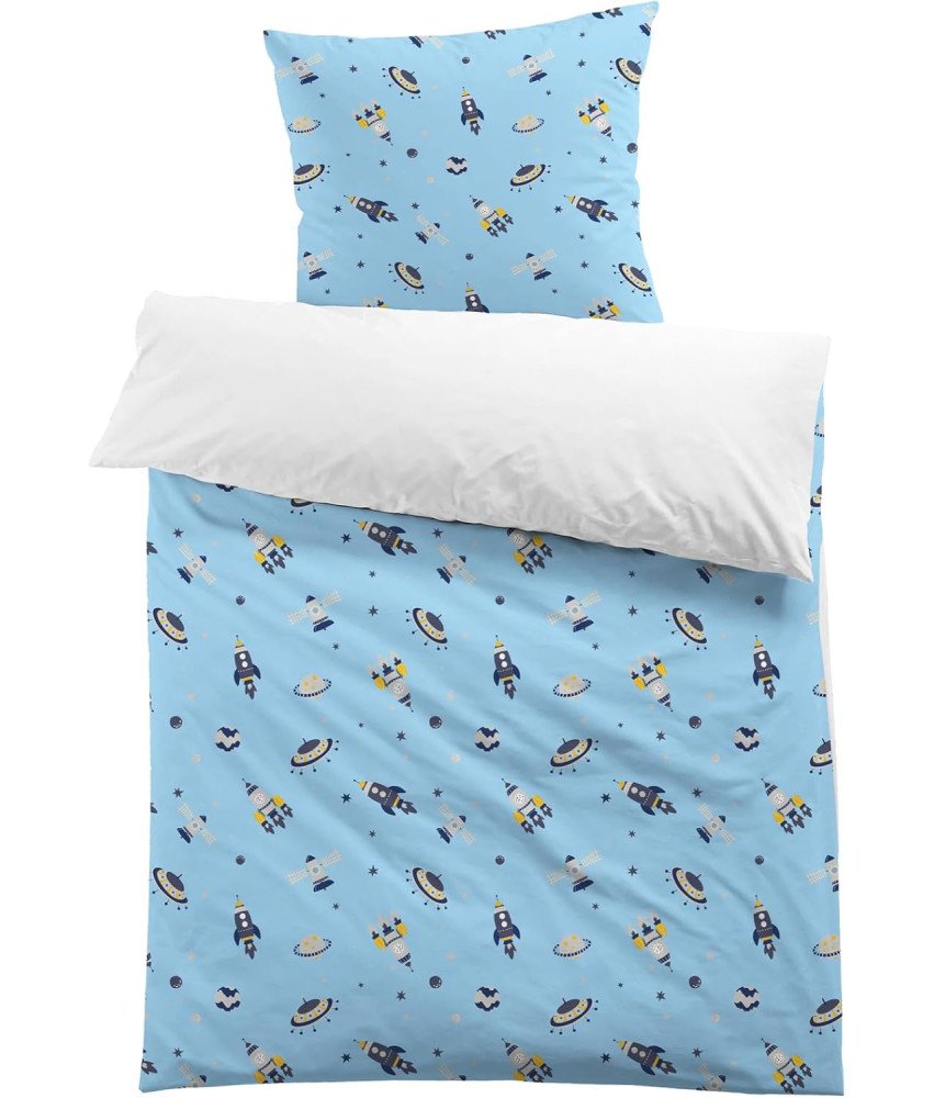 Pościel dziecięca Astronauta 140x200 cm z poszewką 65x65 cm mikrofibra Kosmos Rakieta 3D miękka na prezent
