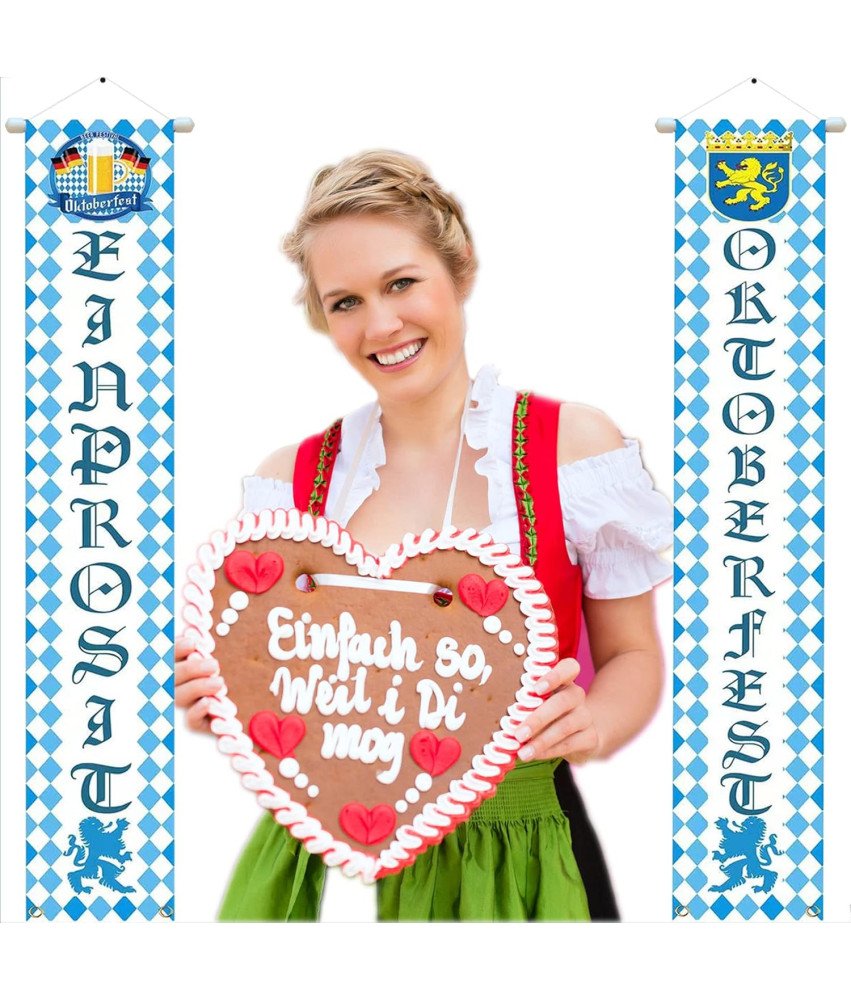 Bawarski Baner Festiwal Piwa dekoracja na Oktoberfest 2szt 180x30cm