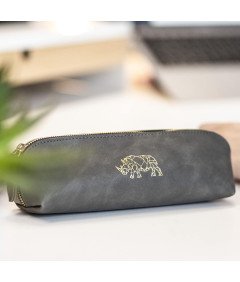 Okrogla pisarna Tuba Pencil Box v dekorativni darilni škatli Usnje Grey