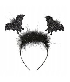 Opaska do Włosów z Futerkiem Nietoperzami Przebranie Halloween Czarna