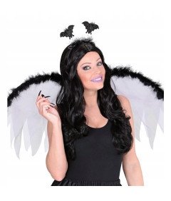 Opaska do Włosów z Futerkiem Nietoperzami Przebranie Halloween Czarna