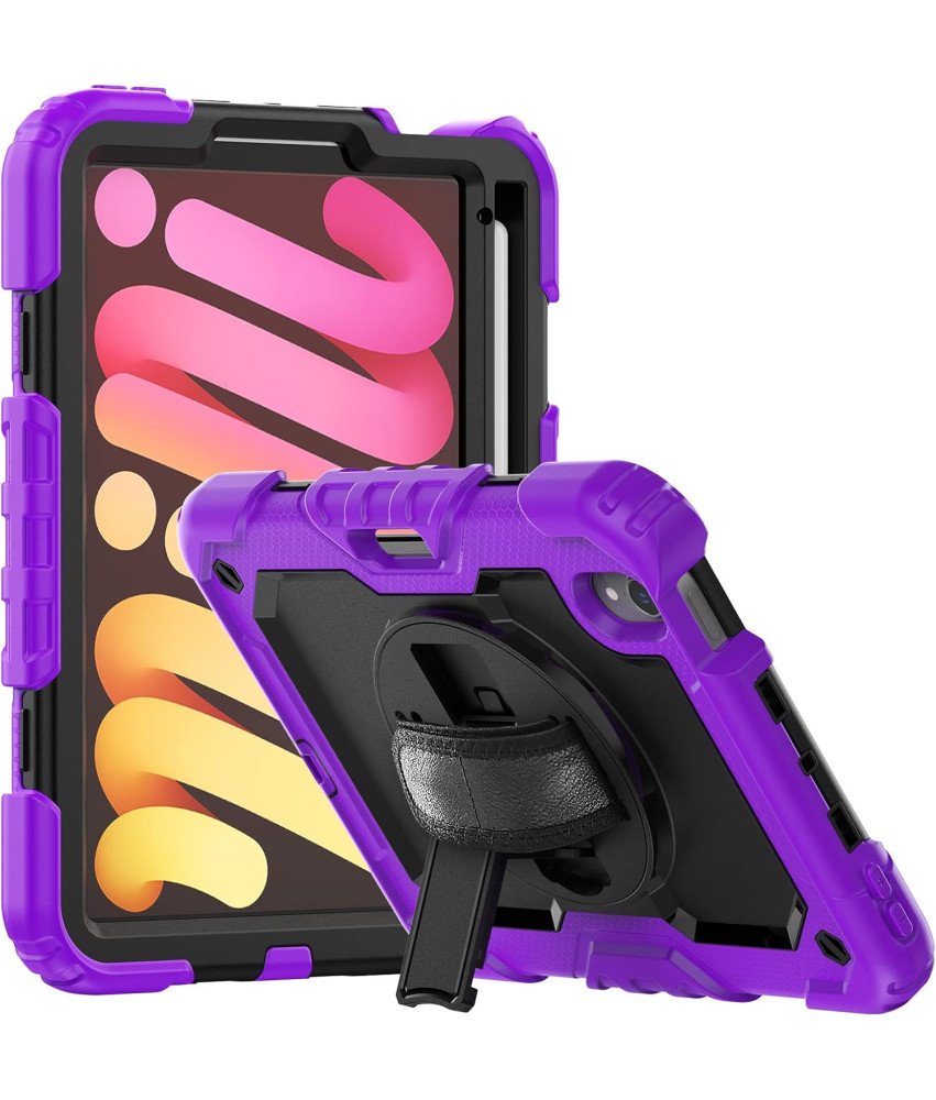 Etui do iPad Mini 6 8.3" z Podstawką i Paskiem na Ramię Fioletowe