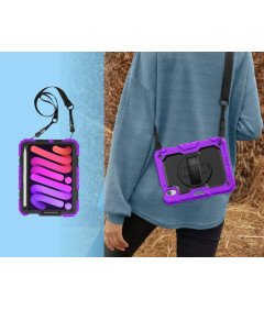 Etui do iPad Mini 6 8.3" z Podstawką i Paskiem na Ramię Fioletowe