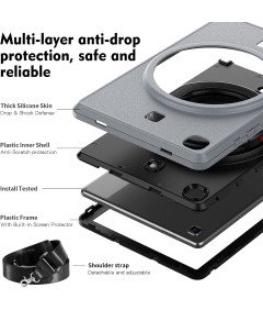 Ohišje za Samsung Galaxy Tab A7 10,4" Stojalo in naramnica sive barve