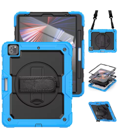 Etui do iPad Pro 4/3 12.9" z Podstawką i Paskiem na Ramię Niebieskie