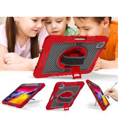 Etui do iPad Pro 11/Air 5/4 z Podstawką i Paskiem na Ramię Czerwony