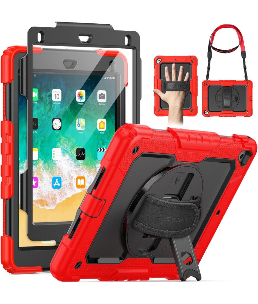 Etui do iPad 6/5/Air 2/Pro 9.7" Podstawka i Pasek na Ramię Czerwone