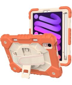 Ohišje za iPad Mini 6 8,3" s stojalom in ramenskim pasom oranžno