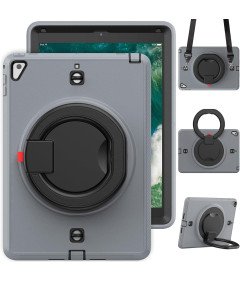 Ohišje za iPad 9/8/7 10,2" s stojalom in ramenskim pasom sive barve