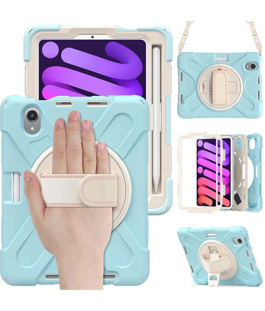 Ohišje za iPad Mini 6 8,3" s stojalom in naramnico Modro