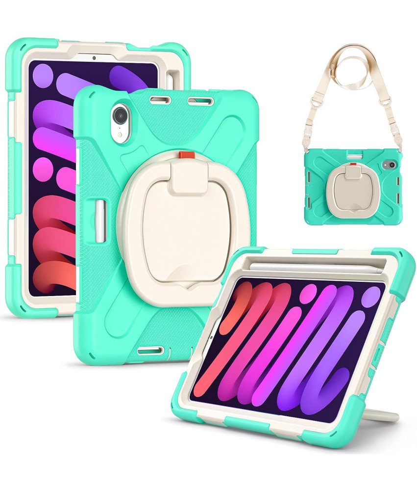 Etui do iPad Mini 6 8.3" z Podstawką i Paskiem na Ramię Miętowe