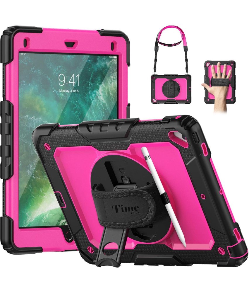 Ohišje za iPad 9,7" 2018/2019 s stojalom in naramnico roza