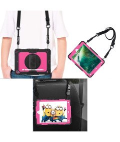 Ohišje za iPad 9,7" 2018/2019 s stojalom in naramnico roza