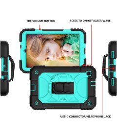 Etui do iPad Pro 11/Air 5/4 z Podstawką i Paskiem na Ramię Turkusowe