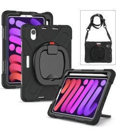 Etui do iPad Mini 6 8,3” z Podstawką i Paskiem na Ramię Czarne