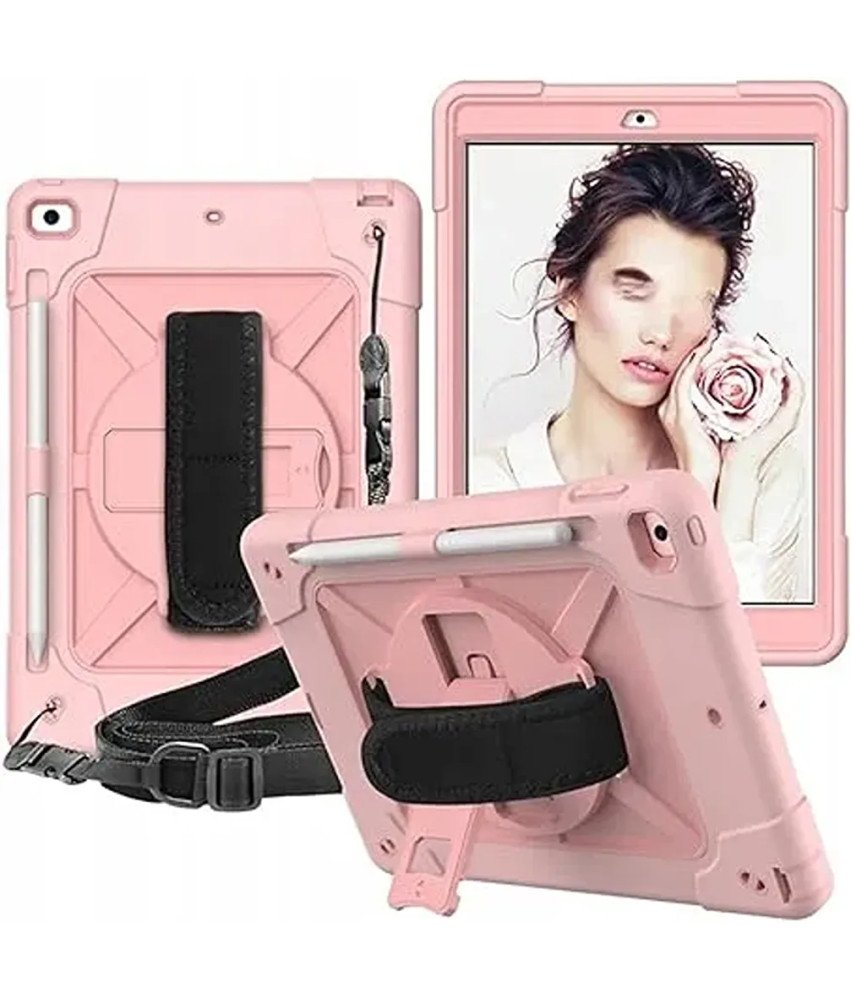 Etui do iPad 9/8/7 10.2” z Podstawką i Paskiem na Ramię Różowe